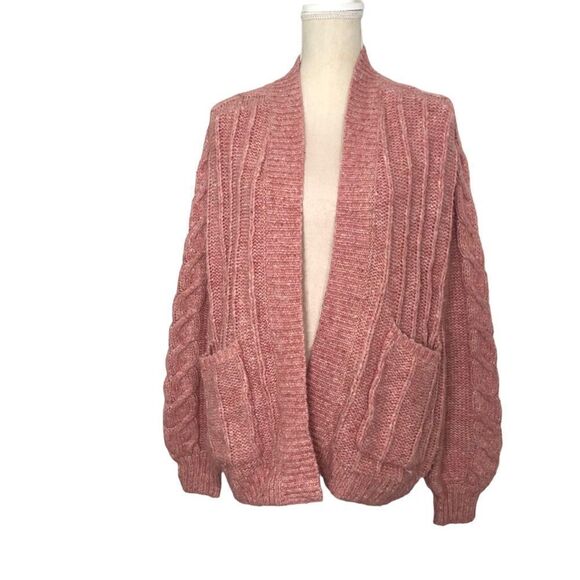 Madewell Chunky Knit Boyfriend Cardigan OVERSIZED Rosie Pink Size XXS - Picture 1 of 8